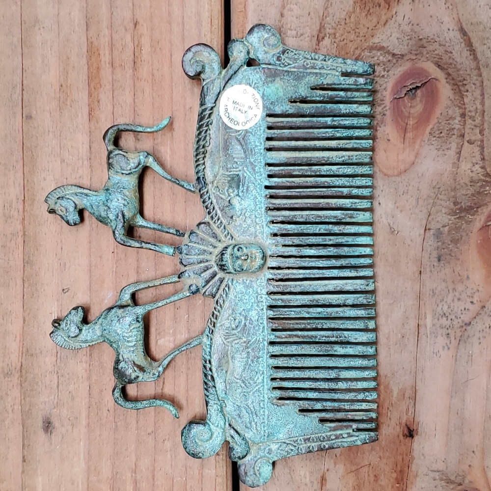 Vtg Roman bronze comb -reproduction-